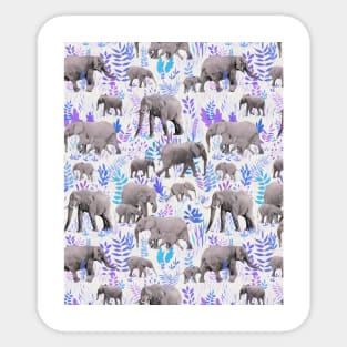 Sweet Elephants in Aqua, Purple, Cream and Grey Sticker